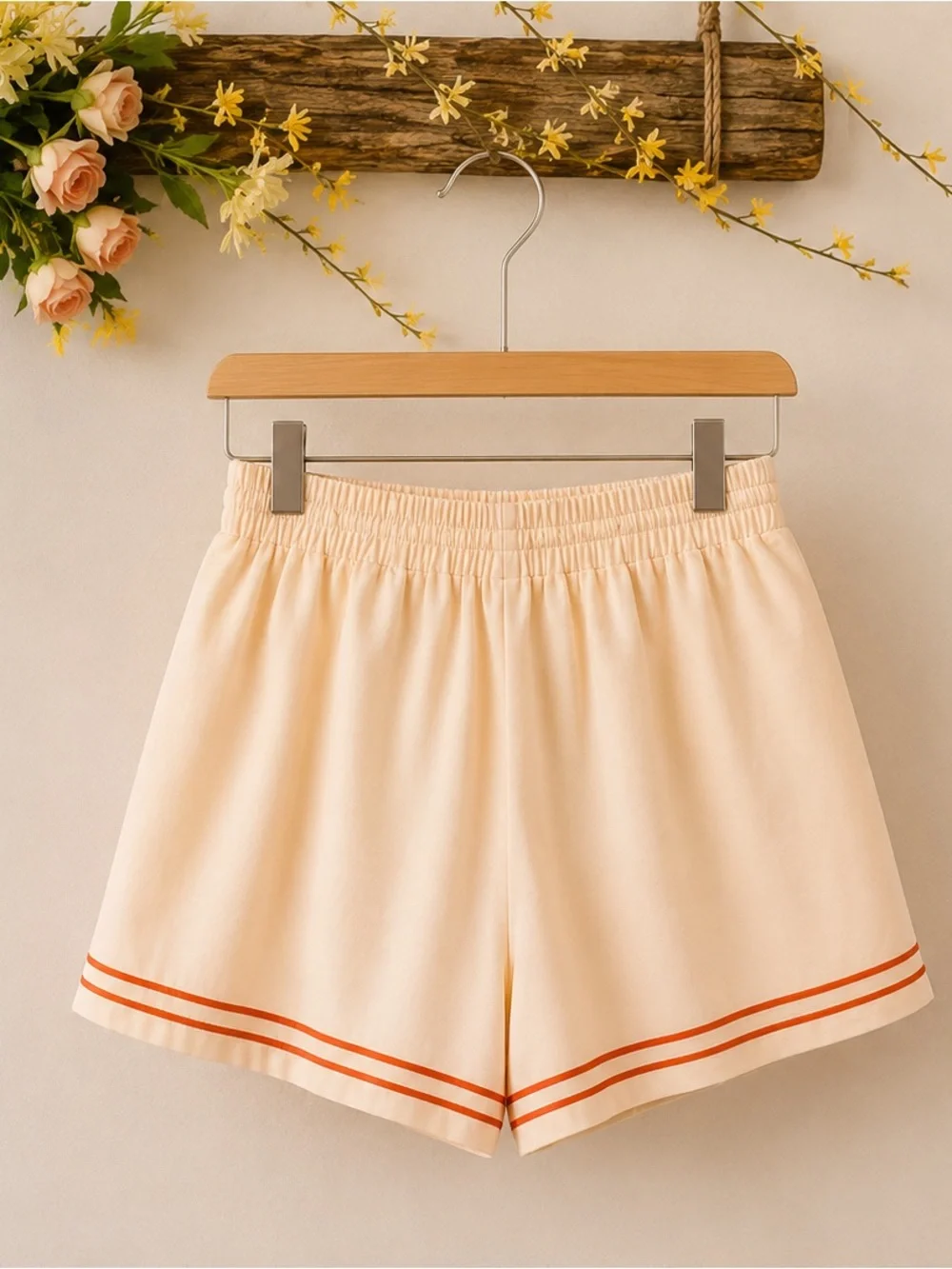 SHEIN Orange Tank Top with Peach Button-Down Accent